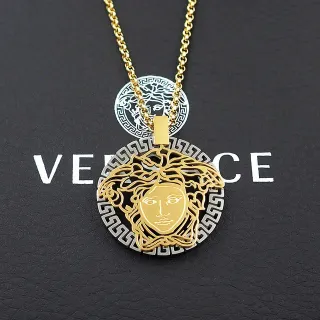 Collar Versace Medusa Oro Plata Cabeza Abierta Borde Clave Griega