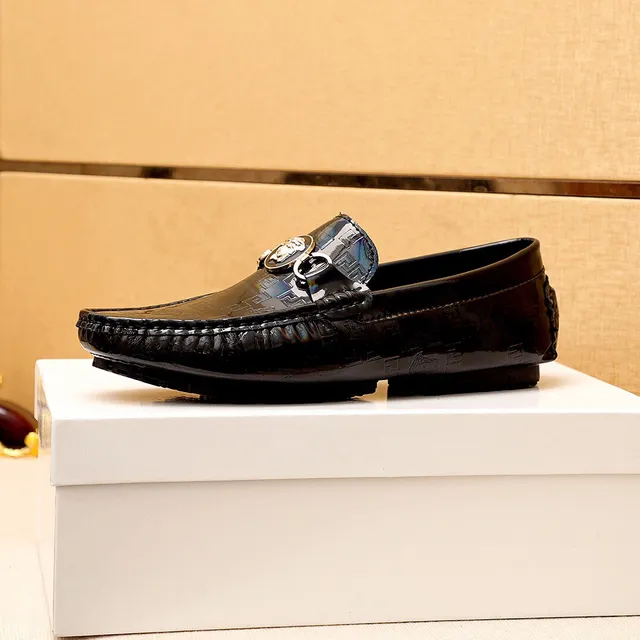 Versace Medusa Mocassin Noir Cuir Patenté Holographique 6