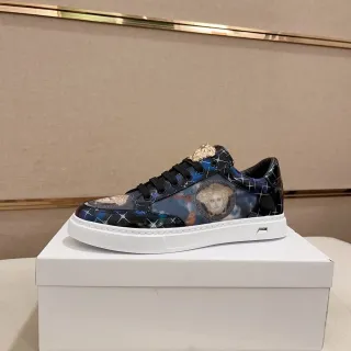 Versace नेवी सोना चमकदार मुद्रित ऊपरी भाग मेड्यूसा मोटिफ लाइफस्टाइल स्नीकर्स