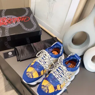 Versace Odissea नीली पीली बारोक प्रिंट चंकी स्नीकर