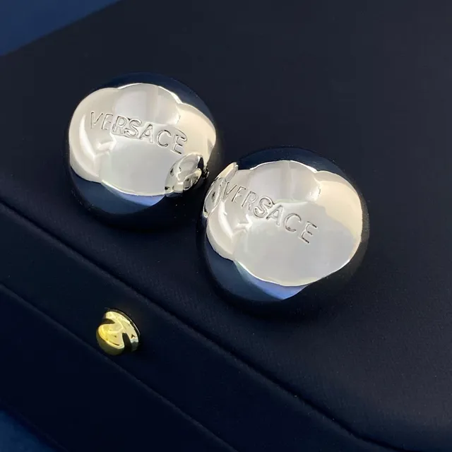 Versace Odissea Spherical Two-Tone Silver and Black Earrings 2