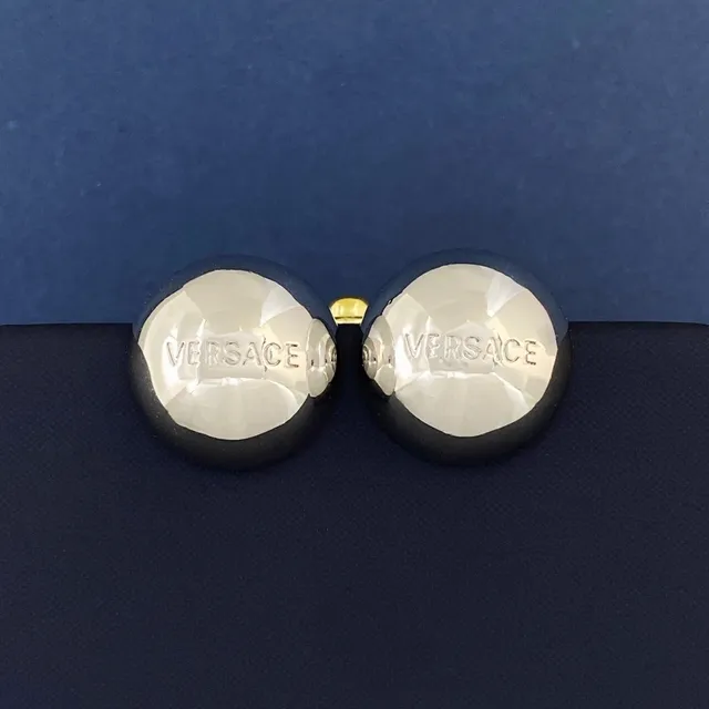 Versace Odissea Spherical Two-Tone Silver and Black Earrings 3