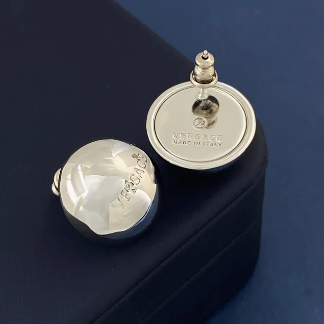 Versace Odissea Spherical Two-Tone Silver and Black Earrings 4