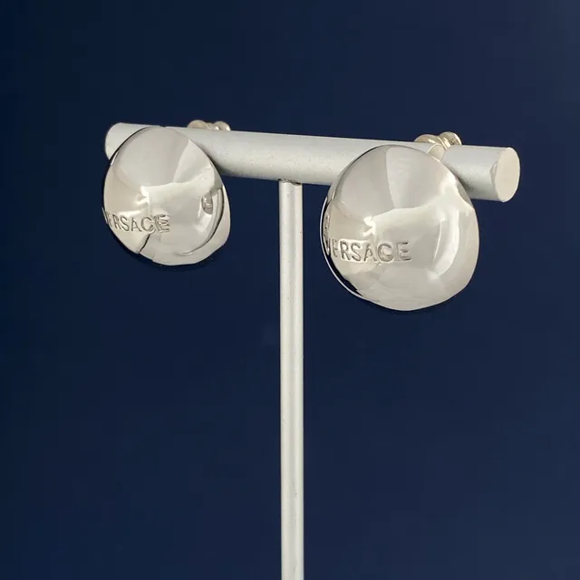 Versace Odissea Spherical Two-Tone Silver and Black Earrings 5