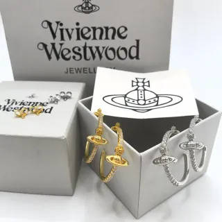 Vivienne Westwood Orb Gold Silver Motif Pavé-Set Stones Earrings