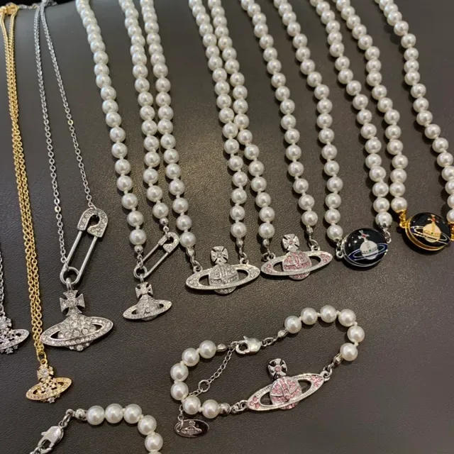 Vivienne Westwood Orb White Silver Pendant Pearl Strand Necklace 6