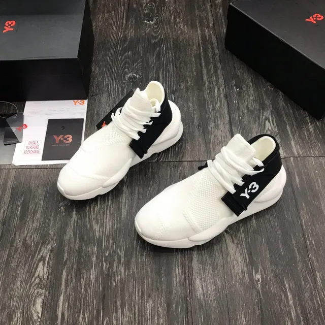 Y-3 White Black Knit Upper Elastic Strap Closure Lifestyle Sneakers 8