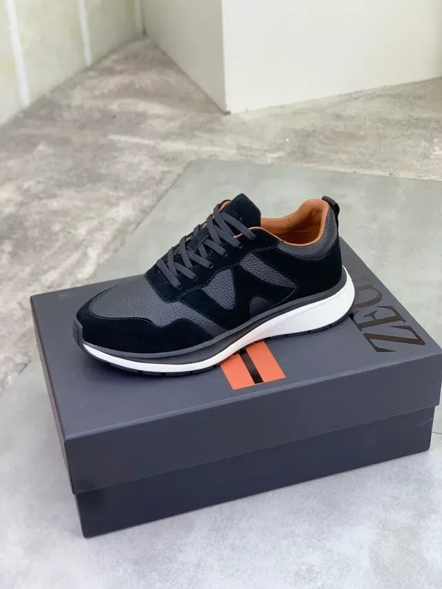 Zegna Black and Gray Suede Leather Lifestyle Sneaker 4