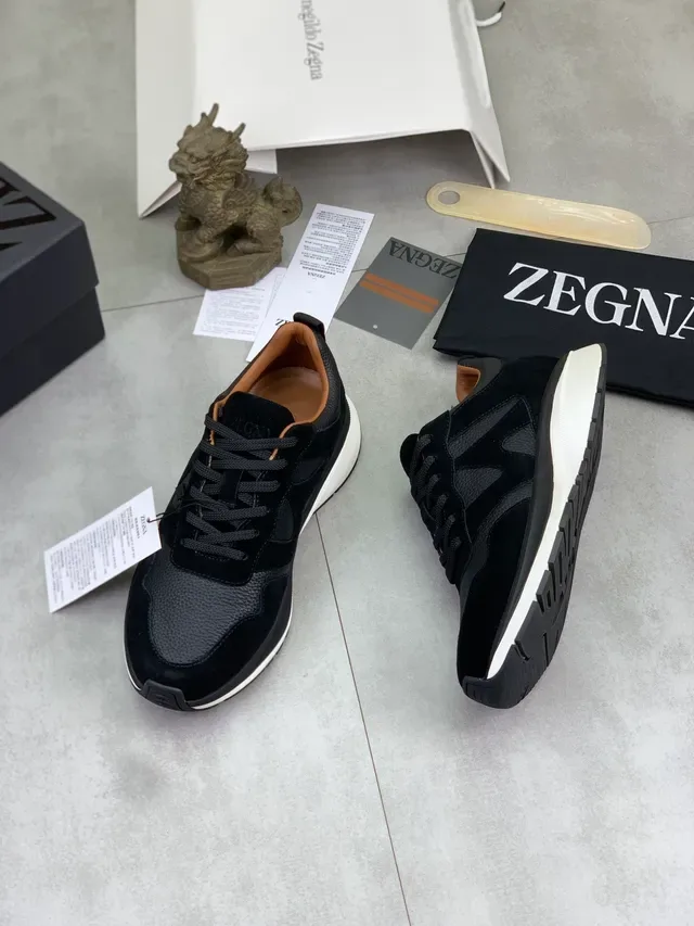 Zegna Black and Gray Suede Leather Lifestyle Sneaker 5