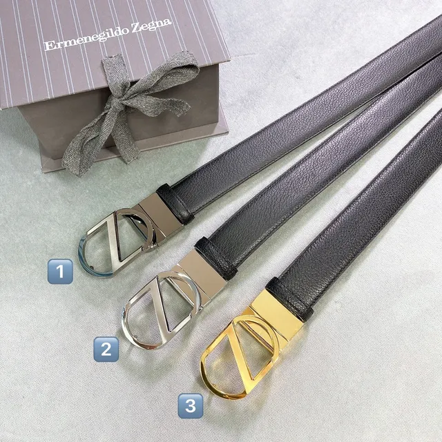 Zegna D-Buckle Belt Cinto de couro preto couro granulado fivela dourada cinto de couro 2