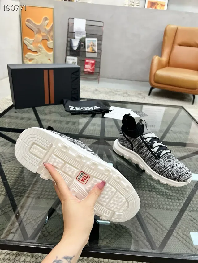 Zegna tênis lifestyle slip-on tricô marl 3