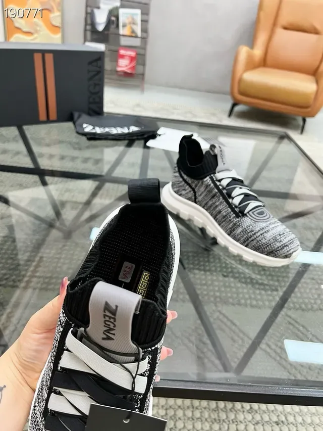 Zegna tênis lifestyle slip-on tricô marl 4