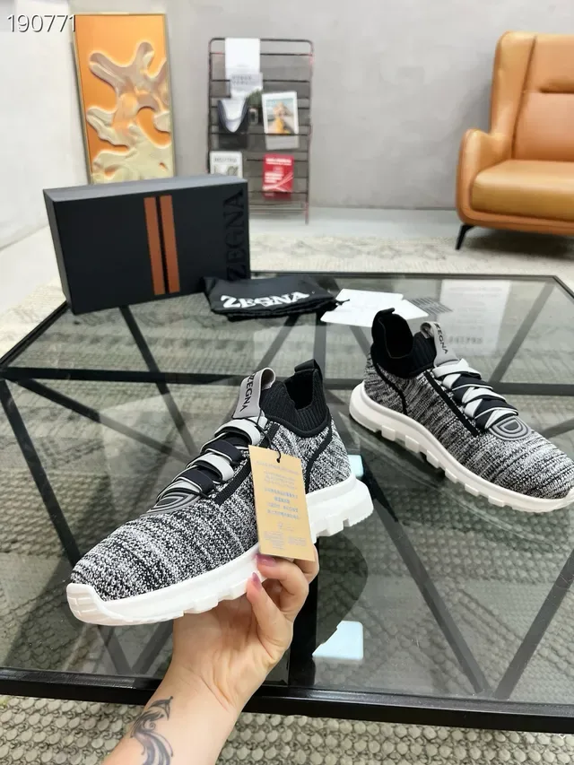 Zegna tênis lifestyle slip-on tricô marl 5