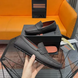Zegna पुरुषों के पेबल्ड लेदर पेनी लोफर