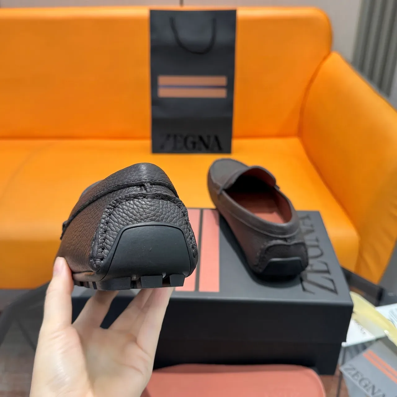 Zegna पुरुषों के पेबल्ड लेदर पेनी लोफर 2