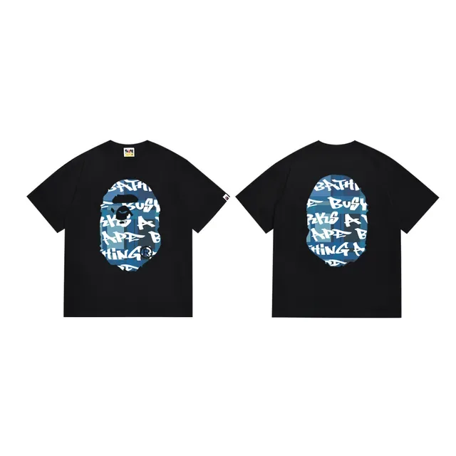 A Bathing Ape एप हेड ग्राफिक काली टी-शर्ट 3