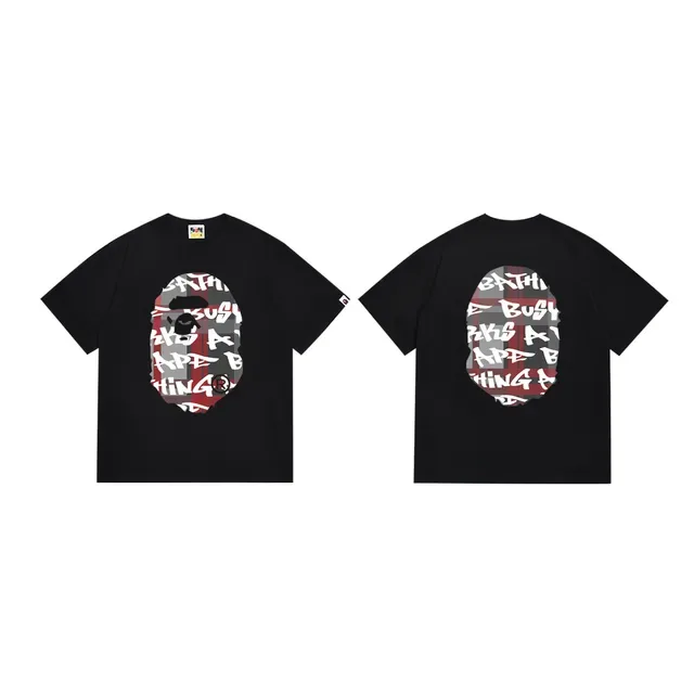 A Bathing Ape एप हेड ग्राफिक काली टी-शर्ट 9