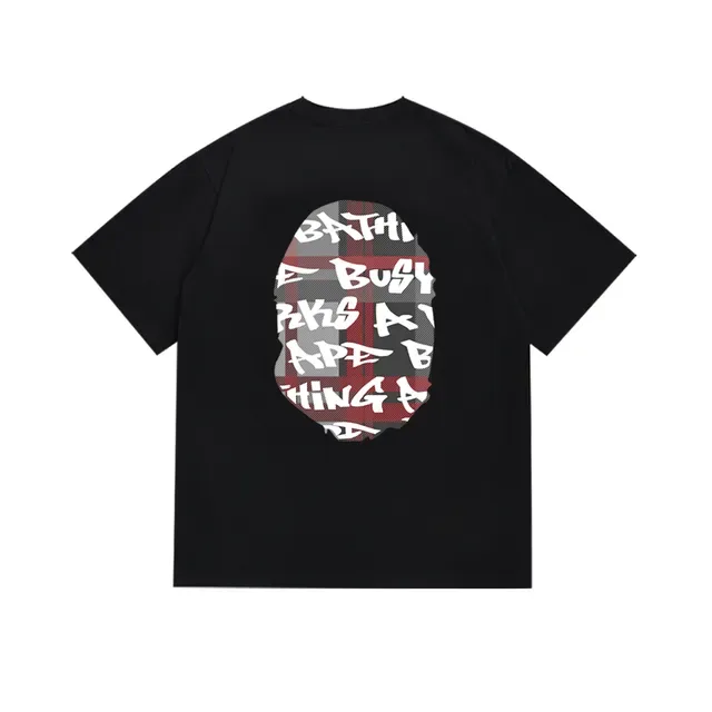 A Bathing Ape एप हेड ग्राफिक काली टी-शर्ट 11