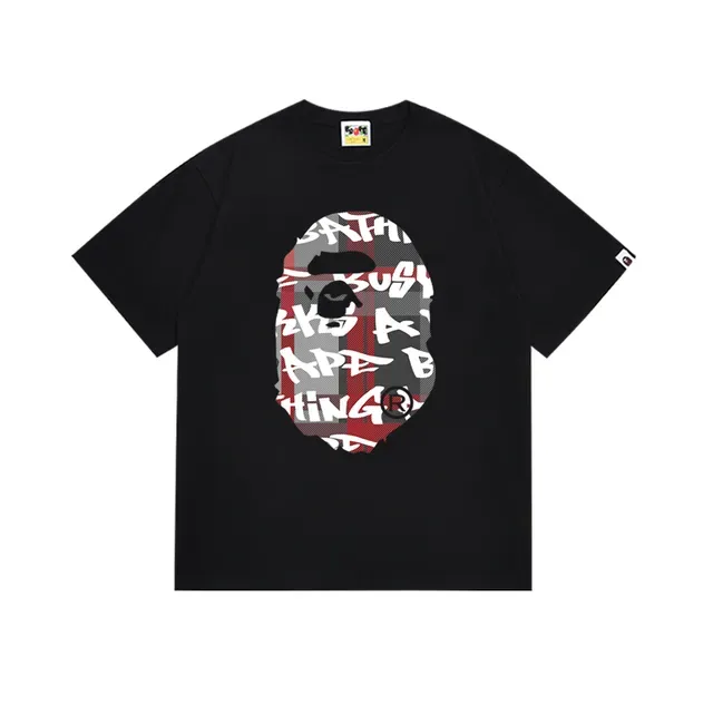 A Bathing Ape एप हेड ग्राफिक काली टी-शर्ट 13