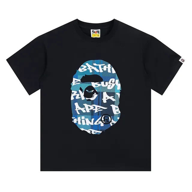 A Bathing Ape एप हेड ग्राफिक काली टी-शर्ट 22