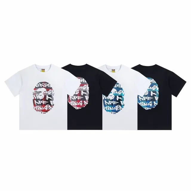 A Bathing Ape एप हेड ग्राफिक काली टी-शर्ट 23