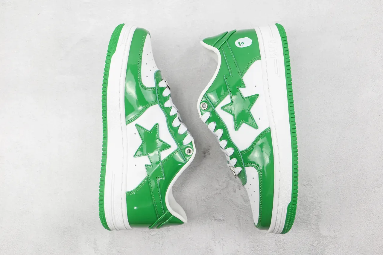 A Bathing Ape BAPE STA Glossy Green and White Lifestyle Sneakers 2