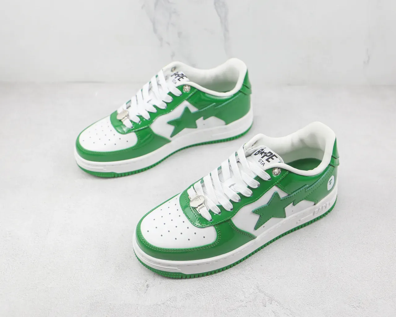 A Bathing Ape BAPE STA Glossy Green and White Lifestyle Sneakers 4