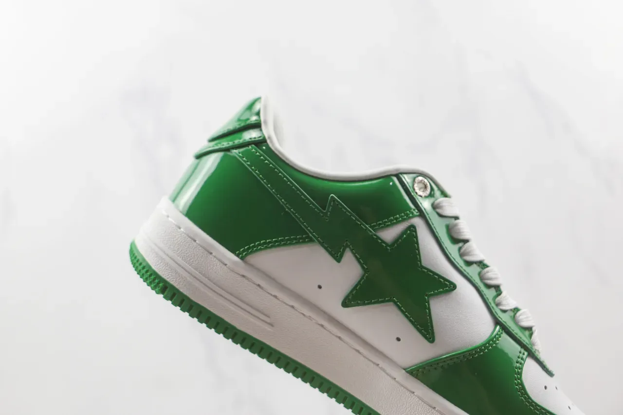 A Bathing Ape BAPE STA Glossy Green and White Lifestyle Sneakers 5