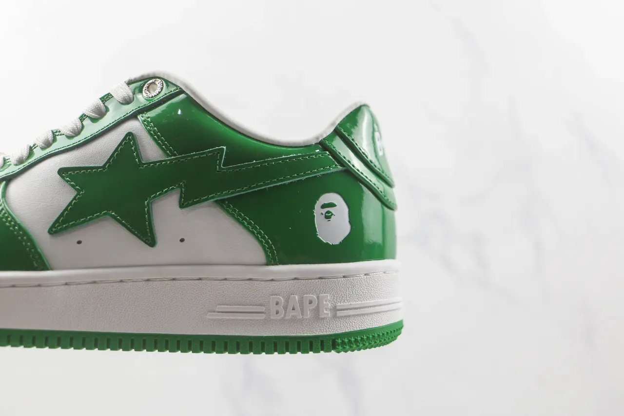 A Bathing Ape BAPE STA Glossy Green and White Lifestyle Sneakers 7