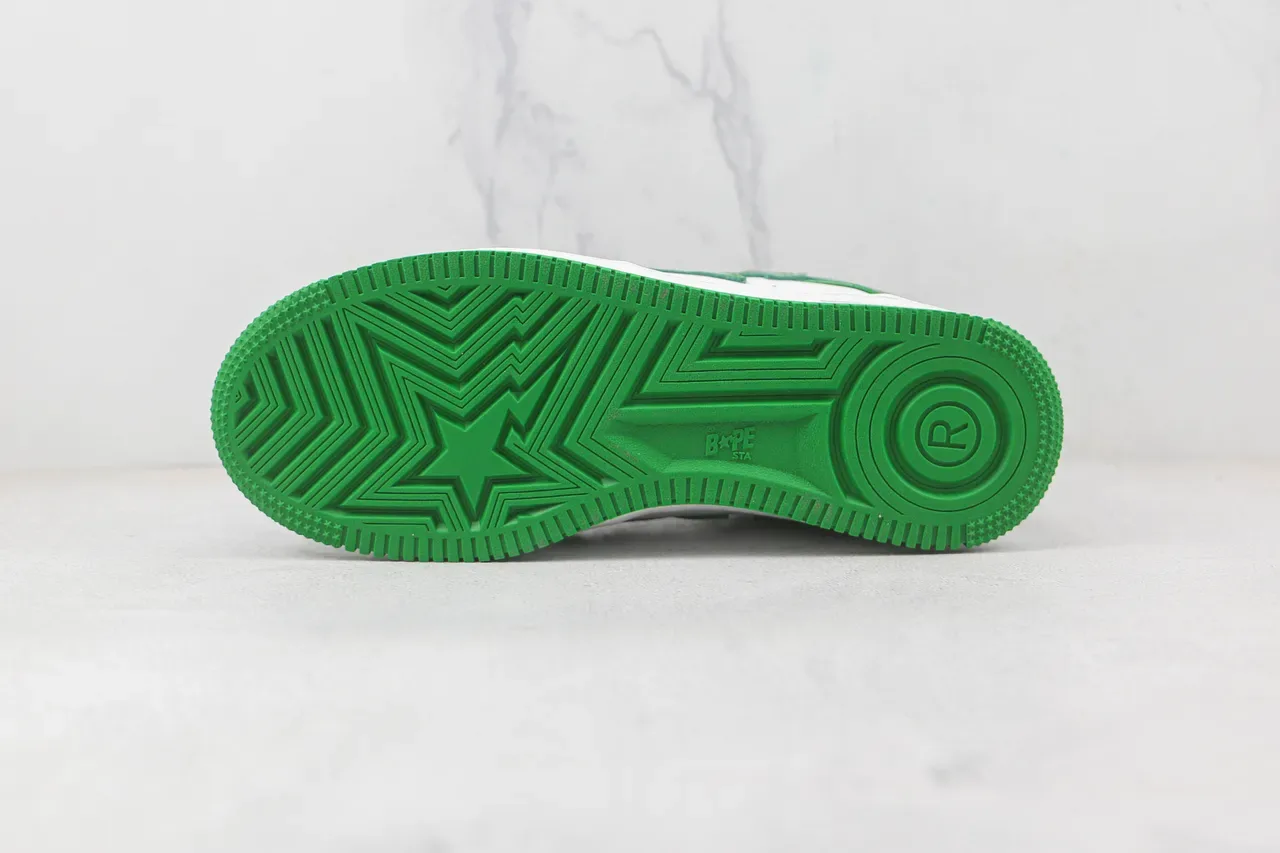 A Bathing Ape BAPE STA Glossy Green and White Lifestyle Sneakers 8