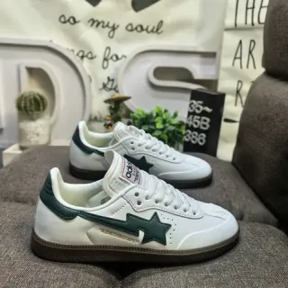 A Bathing Ape BAPE STA White and Dark Green Lifestyle Sneakers
