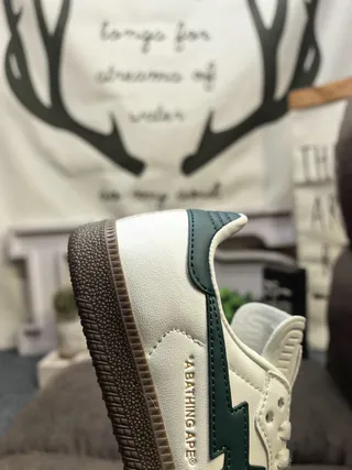 A Bathing Ape BAPE STA White and Dark Green Lifestyle Sneakers 3