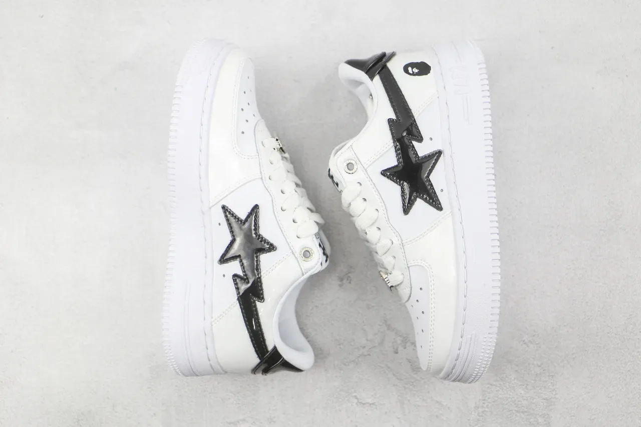 A Bathing Ape BAPE STA White Black Star Lightning Lifestyle Sneakers 2