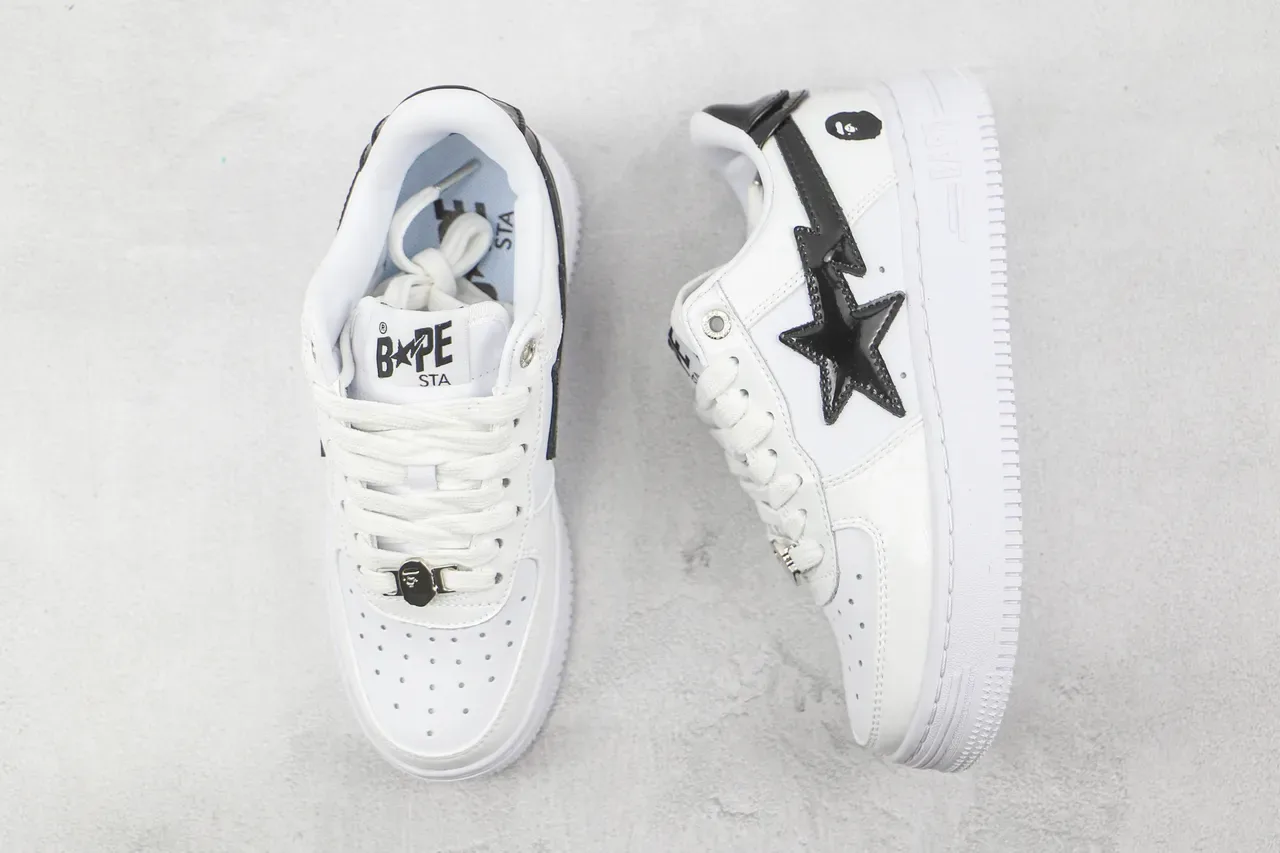 A Bathing Ape BAPE STA White Black Star Lightning Lifestyle Sneakers 3