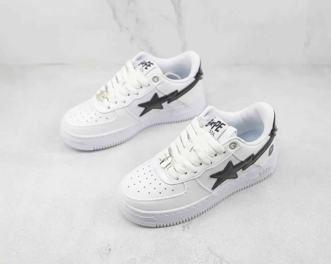 A Bathing Ape BAPE STA White Black Star Lightning Lifestyle Sneakers 4