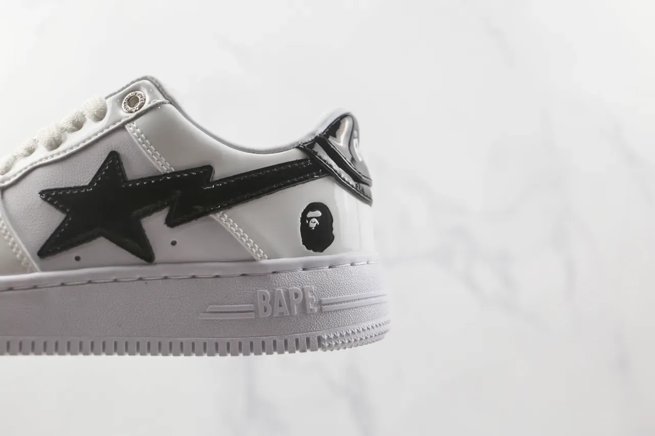 A Bathing Ape BAPE STA White Black Star Lightning Lifestyle Sneakers 7