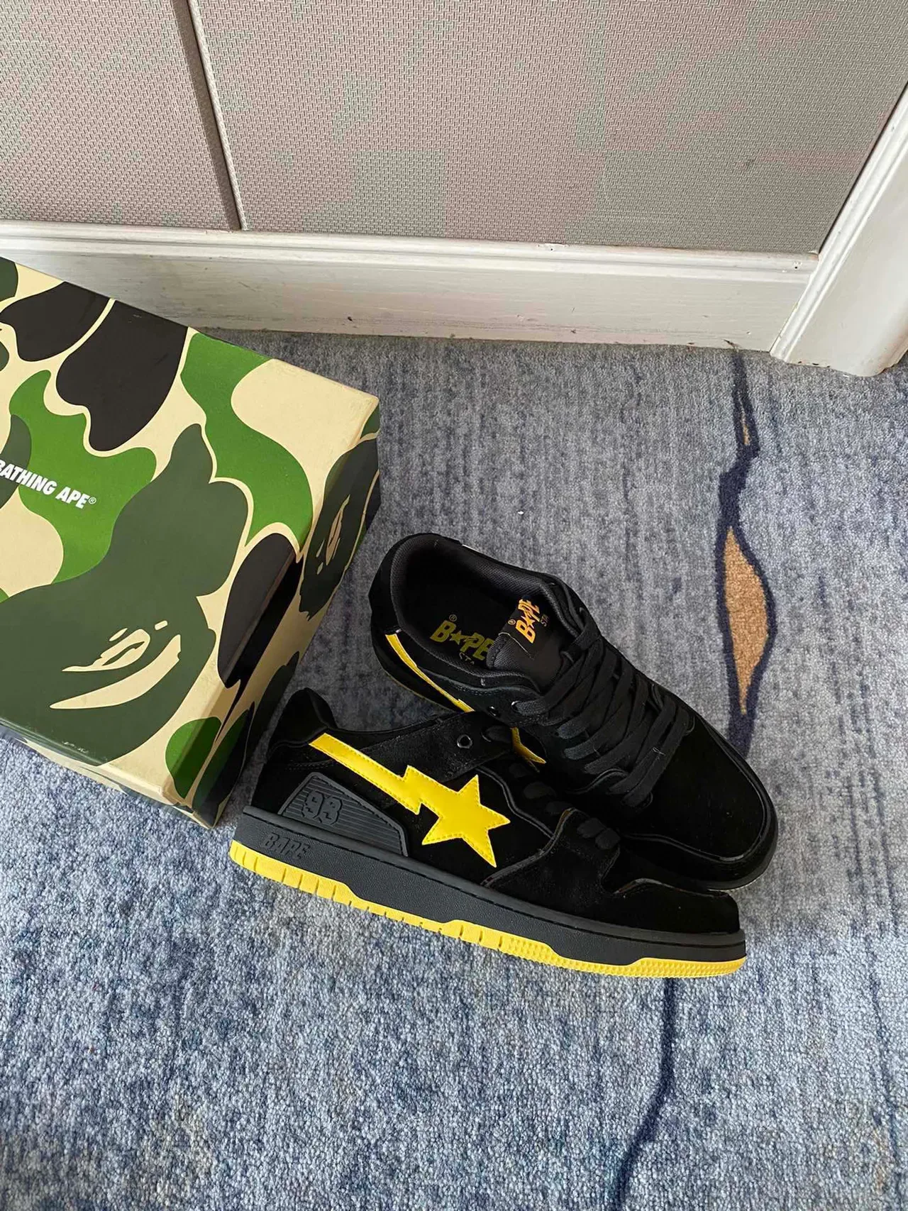 A Bathing Ape Chaussures de Skateboard Noir et Jaune Logo Étoile 6
