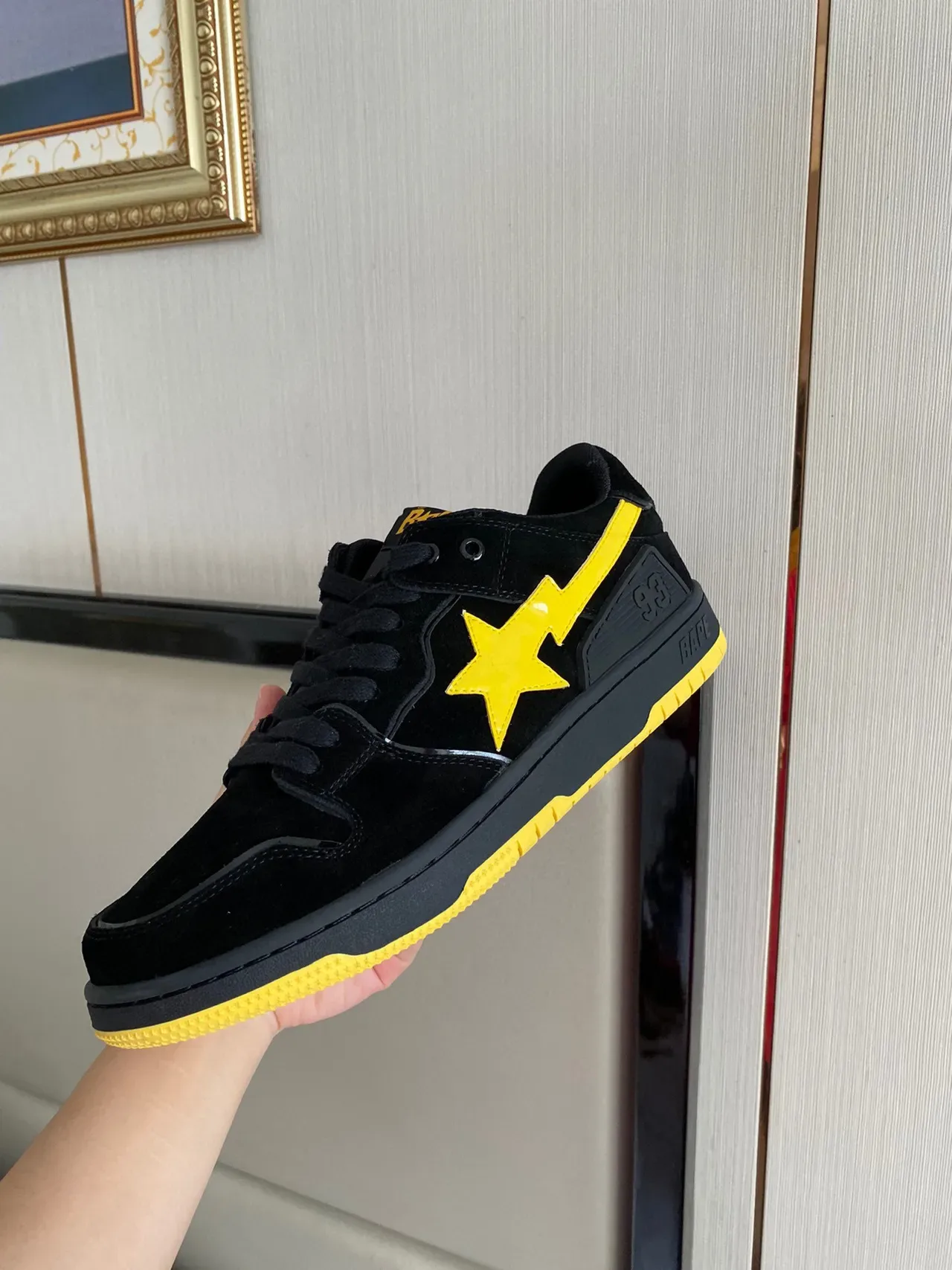 A Bathing Ape Chaussures de Skateboard Noir et Jaune Logo Étoile 7