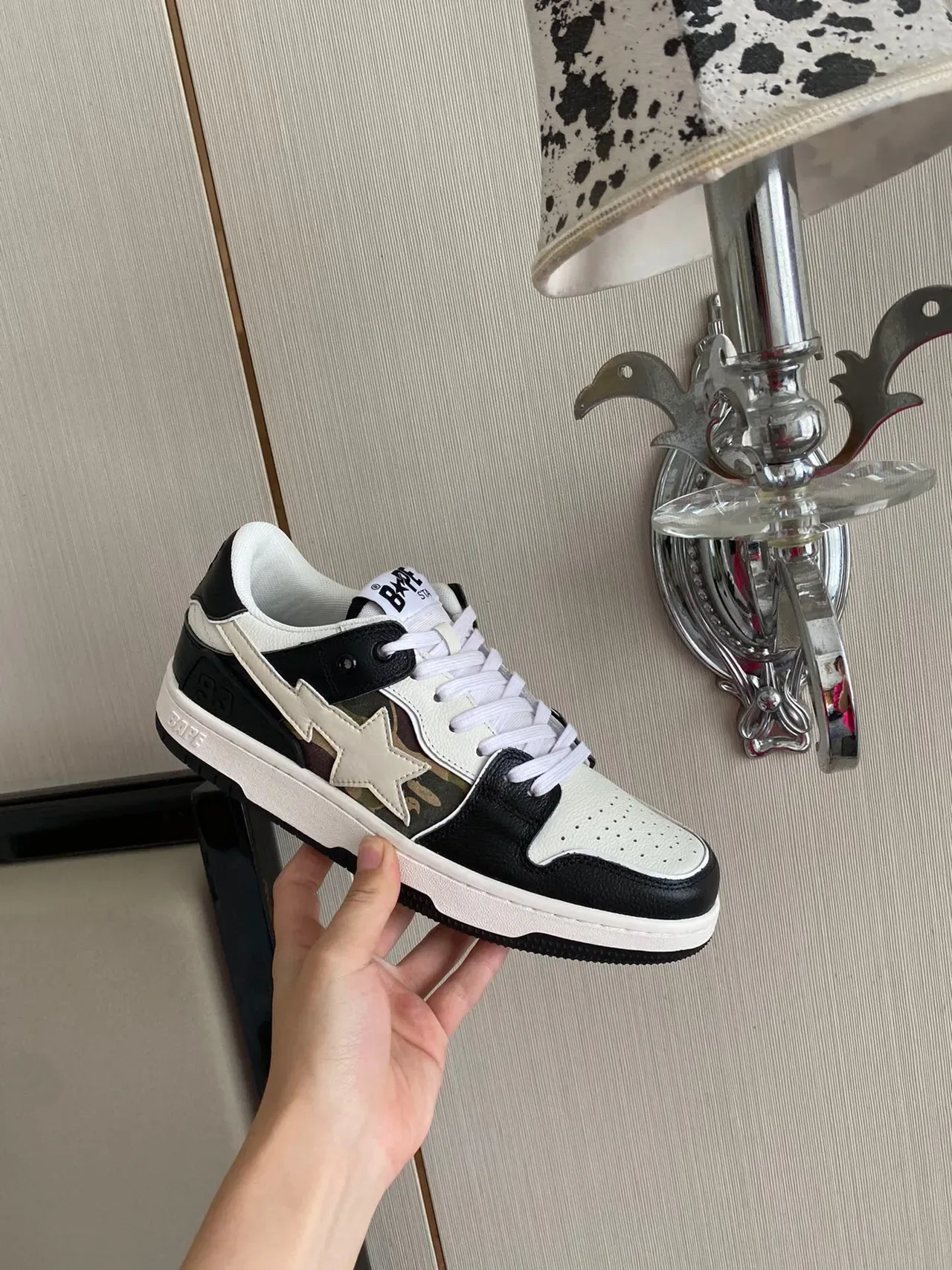 A Bathing Ape Black Multicolor Star-Side Logo Camouflage Panel Lifestyle Sneakers 1