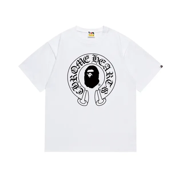 A Bathing Ape Black White Graphic Print Crew Neck T-Shirt 7