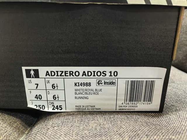 Adidas Adizero Adios 10 Zapatos de correr blancos y azules 2