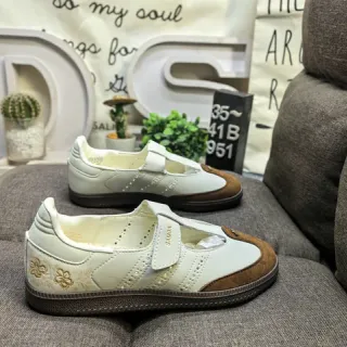 Adidas Beige Brown Laceless T-Strap Perforated Vamp Lifestyle Sneakers