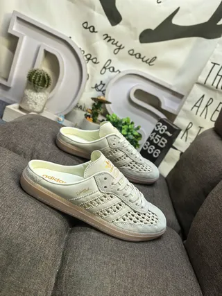 Adidas Beige Brown Perforated Woven Upper Lace-Up Front Casual Shoes 9
