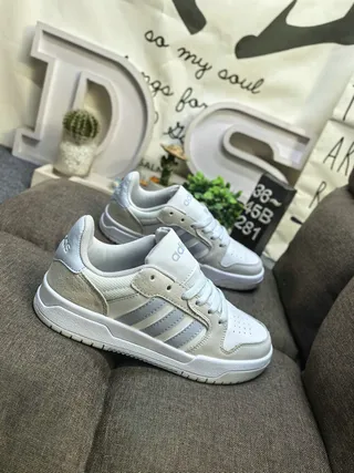 Adidas Beige Gray Low-Top Three-Stripe Side Panel Lifestyle Sneakers 9