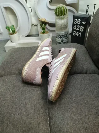 Adidas Beige White Woven Textile Upper Three-Stripe Side Panel Lifestyle Sneakers 6