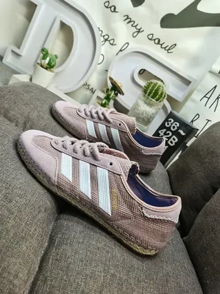 Adidas Beige White Woven Textile Upper Three-Stripe Side Panel Lifestyle Sneakers 7