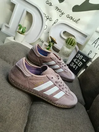 Adidas Beige White Woven Textile Upper Three-Stripe Side Panel Lifestyle Sneakers 9