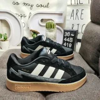 Adidas Black Beige Low-Top Suede-Leather Mix Lifestyle Sneakers