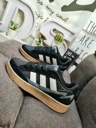 Adidas Black Beige Low-Top Suede-Leather Mix Lifestyle Sneakers 7