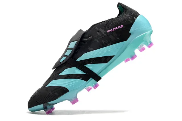 Adidas Noir Bleu Low-Cut Chaussure de football Système de fermeture par sangle Terrain ferme Chaussures de football 3